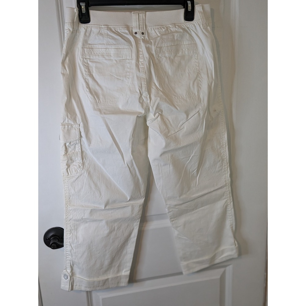 Lee Relaxed Fit Mid Rise White Cargo Capri Pants Women 10 Medium - Picture 2 of 5
